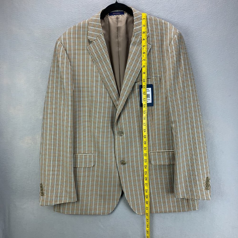 **SOLD**Roberto Rosso Sport Coat Mens 44R Brown Blue Check Wool Blend - Picture 7 of 16